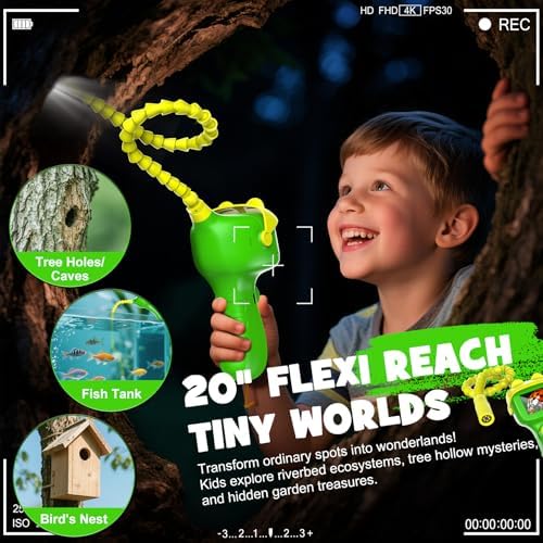 Kids Borescope Camera with Light - HD Snake Endoscope Toy for Nature Exploration, STEM Educational Outdoor Toys, Easter Basket Stuffers Spring Gifts for 5 6 7 8 Year Old Boys & Girls - Image 3