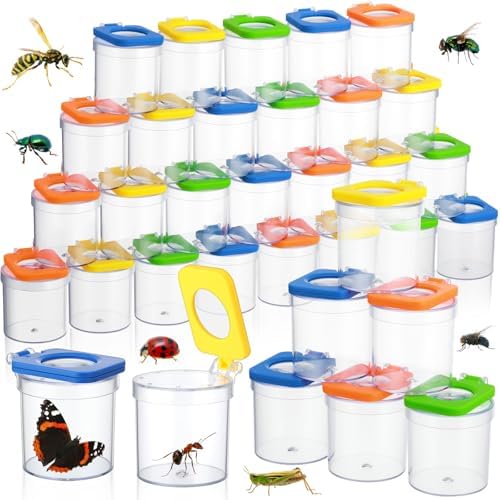 Halloscume 36 Pcs Insert Bug Viewer for Kids Magnifying Insect Box Bug Catcher Magnifier Container Critter Collection Kit Insect Cage Jar for Children Science Nature Exploration Tool by Halloscume