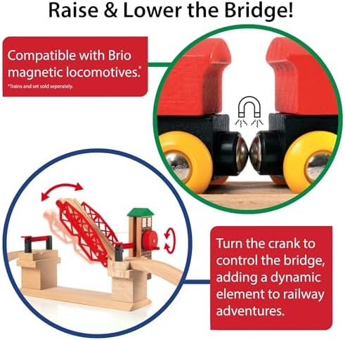 BRIO World Lifting Bridge - Moveable Wooden Train Accessory - FSC-Certified - Compatible with All BRIO Railway Sets - Includes 1 Lift & 2 Tracks - Creative Fun & Development - Kids Ages 3 & Up - Image 5