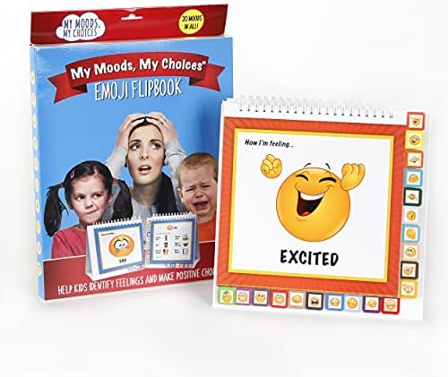 The Original Mood Flipbook for Kids; 20 Different Moods/Emotions; Autism; ADHD; Help Kids Identify Feelings and Make Positive Choices; Laminated Pages (Emoji Flipbook with Tabs) - Image 3