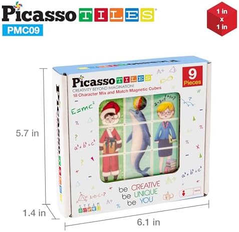 PicassoTiles Magnetic Expression Puzzle Toy Building Block Mix & Match Cubes Cubes Magnet Pre-School Sensory Toys Gifts Educational STEM Learning Kit for Kid, Baby Toddler Age 3 and Up 9 Piece PMC09 - Image 6