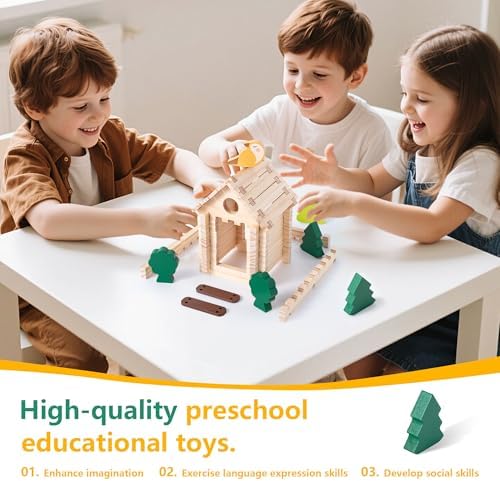 Wooden Building Blocks Set 168 Pieces Joinery Toys for Kids 3 Montessori STEM Educational Toy with Mortise and Tenon Structure Fine Motor Skills Development Gift for Boys Girls - Image 4