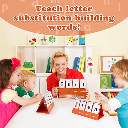 Aizweb CVC Word Builder,Phonics Games Flash Cards for Preschool Kindergarten Classroom,Montessori Special Education Reading Manipulative Spelling Toy for Learning Activity Teacher School Supplies - Image 4