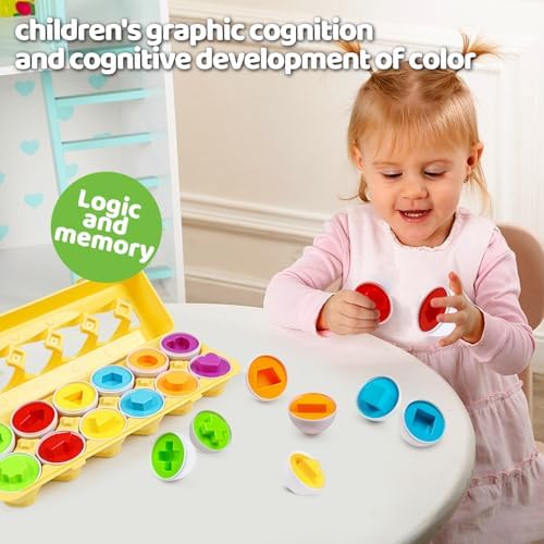 Eggs Toys,Montessori Geometric Egg Early Fine Motor Skills Learning Color Sorting & Shape Sorter Matching Game Easter Basket Stuffers Toys for Toddler Boys Girls Ages 1-3 - Image 5