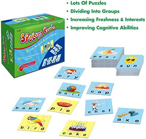 72 Word Spelling Puzzles with Error-Correction Mechanism in 3 and 4 Pieces, Perfect for Preschool Learning (36 Blocks Double Sided) - Image 5