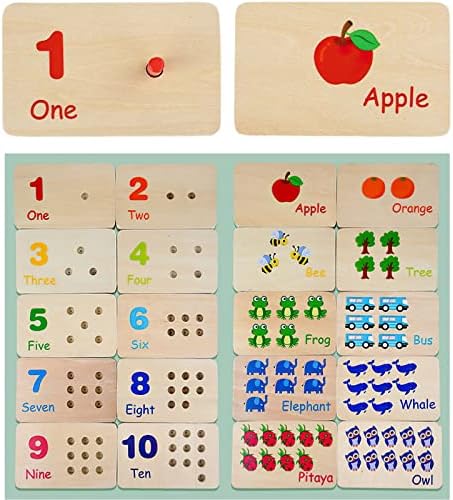 Montessori Number Counting Blocks Peg Board Toys, Wooden Math Manipulative Materials for Preschool, Number Montessori Learning Toy for Kindergarteners (Colorful Peg) - Image 4