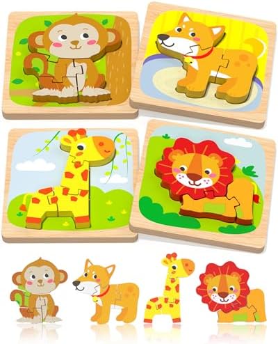 Benresive Wooden Toddler Puzzles, Montessori Toddler Toys for 1 2 Year Old by Benresive
