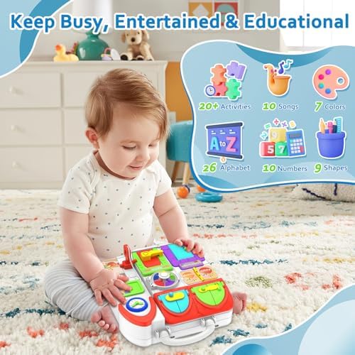 Toddler Toys for 1-2 Year Old Boy, Musical Montessori Busy Board, Early Educational Toy for Toddlers 1-3, Motor Skills Developmental Toy for 12-18 Month Age, Birthday Gift for 1+ Year Old Boy Girl - Image 2