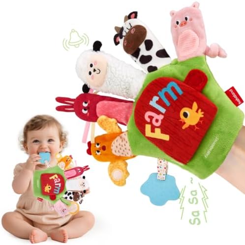 hahaland Baby Sensory Toys 6-12 Months，Montessori Farm Animal Hand Puppets by hahaland