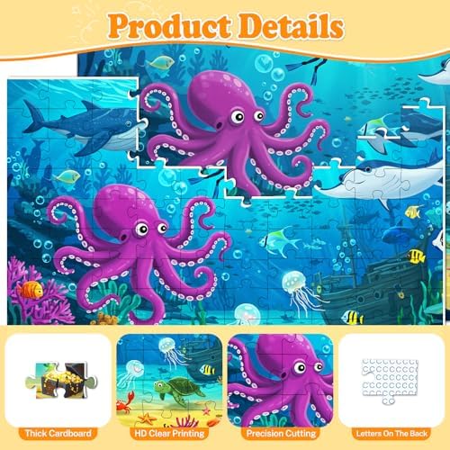 4-Pack 100 Piece Puzzles for Kids Ages 4-6 6-8 8-10 10-12, Farm Desert Polar Seaworld Kids Puzzles Ages 3-5 4-6 5-8 8-10, Learning Educational Jigsaw Puzzles 100 Pieces, Gifts for Girls Boys 15x10in - Image 5