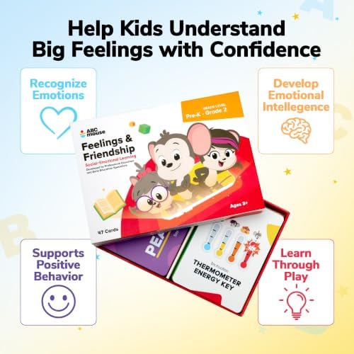 ABCmouse Emotion Cards for Kids Ages 3 to 8, 47 Feelings & Friendship Flashcards to Manage Big Emotions with Coping Strategies and Social Skills, Social-Emotional Learning Series - Image 2