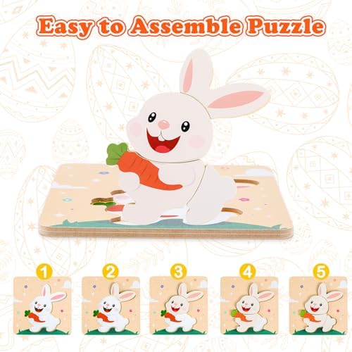 Easter Wooden Puzzles for Toddler - 4 Pack Basket Stuffers Fillers Puzzle Toys for Boys Girls, Jigsaw Learning Educational Gifts Party Favors for Kids - Image 5