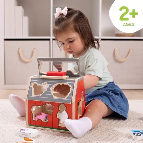 Melissa & Doug Take-Along Wooden Toy Barn, 11-Pc Portable Toddler Playset with Farm Animals & Pop-Up Roof, Preschool Learning Toys for Girls & Boys 2+ - Image 2