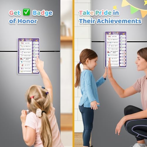 CustomMaster 3 in 1 Bedtime/Morning/Daily Routine Chart for Kids, Magnetic Chore Chart for Kid, Visual Schedule for Kid Toddlers - Image 3