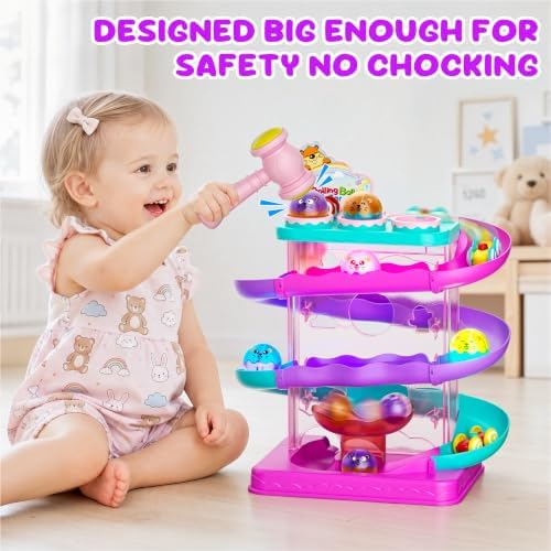 2-in-1 Ball Drop & Car Ramp Race Track Montessori Toy for Toddlers Ages 1-5 - Image 2