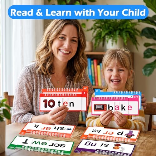 40 Phonics Flash Cards, Word Family Build Book, Read & Rhyme Flip Books for Kids, Learn to Read Activity Books with Sight Words, Alphabet & Vowel Learning Games for Preschool Kindergarten Homeschool - Image 7