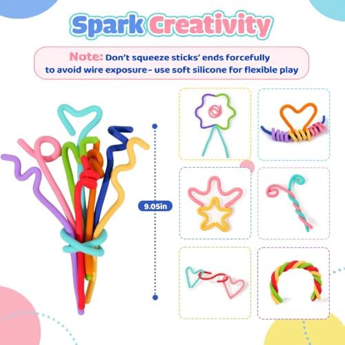 Sensory Toys Fidget Sticks for Kids: 8 Pack Creative Silicone Fidget Sticks - Quiet Desk Fidgets for Classroom Prizes - Fidget Toys for Autism ADHD Stress Relief - Calm Down Back to School Supplies - Image 3