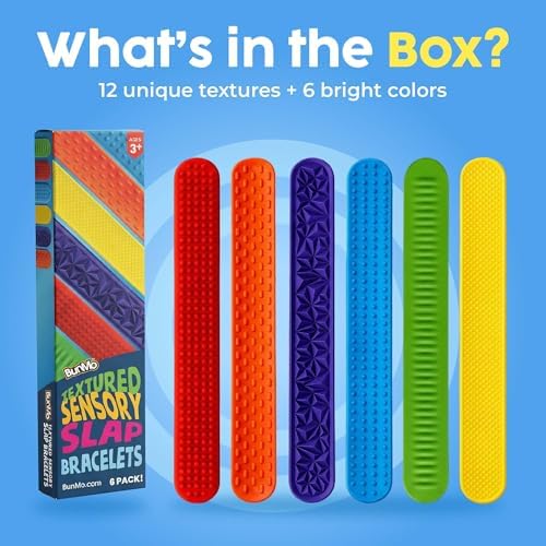 BUNMO Sensory Slap Bracelets – 6 Pack, Textured Sensory Bracelet Fidget Toys for Boys & Girls - Sensory Toys for Kids 3+ - Image 5