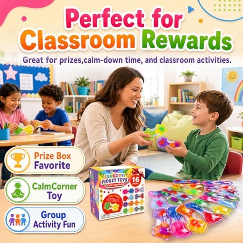 Sensory Fidget Toys Bulk for Kids: 16 Pack Quiet Color Sorting Sensory Toys - Image 6