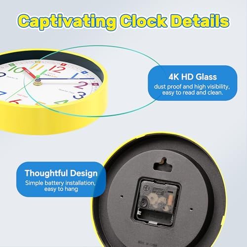 VIKMARI Learning Clock for Kids Classroom 10" Battery Operated Teach Time - Image 6