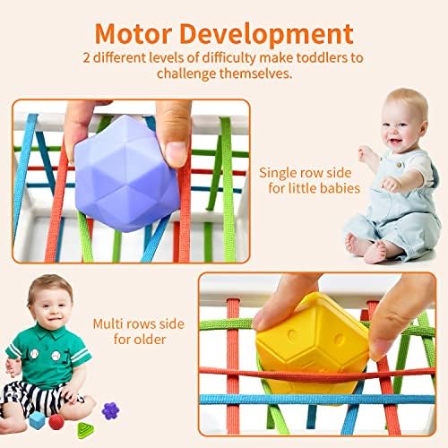 AiTuiTui Baby Sensory Montessori Activity Toys for 1 2 Year Old Boy Girl, Early Learning Develop Shape Sorter Cube with Soft Textured Balls for Infants Toddler Birthday or Easter Gifts - Image 2