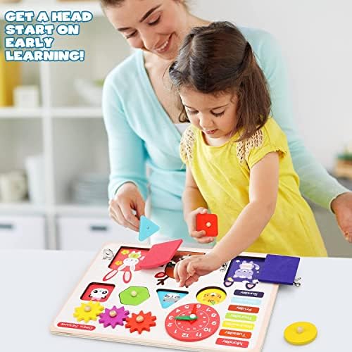 TOY Life Wooden Busy Board Montessori Toys for Toddlers Activity Board Sensory Toys for Toddlers 1-3 Busy Boards for 1 Year Old Travel Toy Educational Activities Motor Skills Toys - Image 6