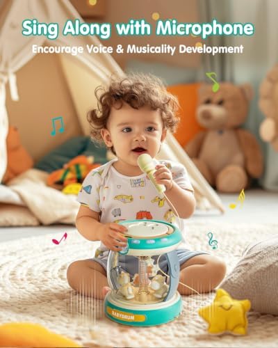Baby Musical Drum Toy with Carousel and Microphone, 18-36 Months - Image 6