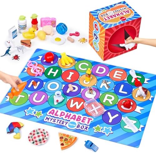 JoyCat Mystery Alphabet Box for Kids 52 PCS Letters Sorting Matching Game Activities Letter Sounds Fine Motor Learning Toys for Preschool Kindergarten Classroom - Easter Basket Stuffers Gifts for Kids by JOYCAT