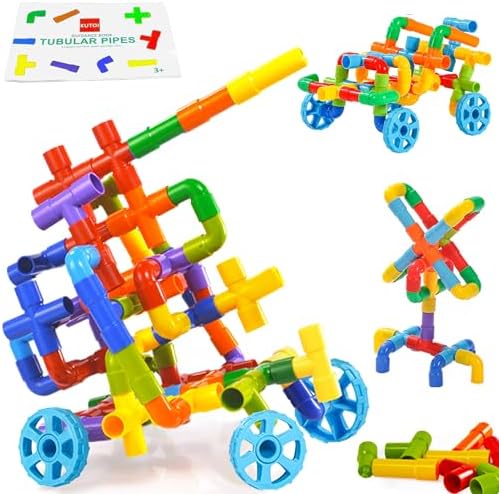 KUTOI Pipe Building Toys, Early Learning Educational Tubular Pipes, Kids Building Blocks, STEM Toys for 3 Year Old + Boys and Girls, 72 Pcs Stim Toy Set by KUTOI