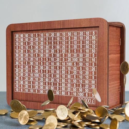 Wooden Coin Bank Money Saving Box, Cash Vault Wooden Savings Box, Wooden Digital Piggy Bank with Counting Target, Money Vault Savings for Boys and Girls (3000 Savings Challenge Box) - Image 3