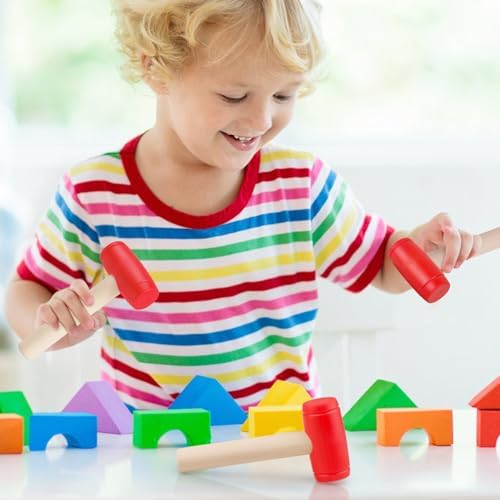 3pcs Toy Hammer Simulation Wooden Hammers Plastic Toddler Hammer SmallPortable Kids Maintenance Tools Toys Pretend Fake Mallet Hammers for Boys Girls - Image 4