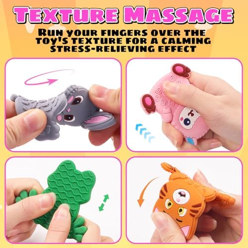 Silicone Sensory Fidget Toys for Kids Toddlers, 24 Pack Animal Texture Stress Relief Toys for Kids Autism Calming, Special Needs for Autism ADHD, Quiet Fidgets for Kids Classroom, Toddlers Travel Toys - Image 3