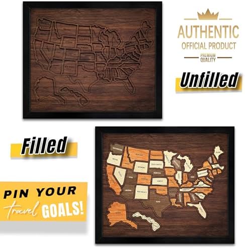 flinelife USA Travel Map, 13x11, Wooden USA Map Puzzle, Perfect For Couples and Families Gift - Image 2