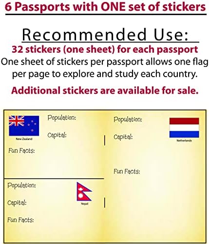 SJPRINTER Passport - Little passports Travelers notebook - Set with travel stickers world flags - Pretend play, party favors, airplane toy, journal notebooks, geography, classroom social study - Image 2