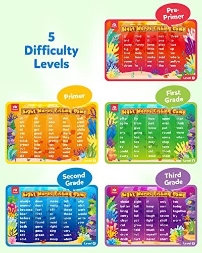 Coogam Wooden Magnetic Fishing Sight Words Game Learning Dolch Word Flashcards Montessori Educational Toy for Preschool 3 4 5 Year Old Kids - Image 2
