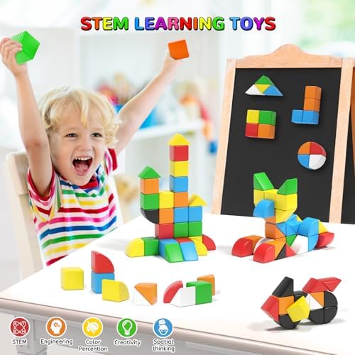 Hiwawind 84pcs Magnetic Blocks,Toys for 3 Year Old Boys & Girls, Sensory Toys for Kids with Autism, STEM Preschool Montessori Toys for Toddlers 3-5, Christmas Toys Birthday Gifts for Grandkids - Image 5