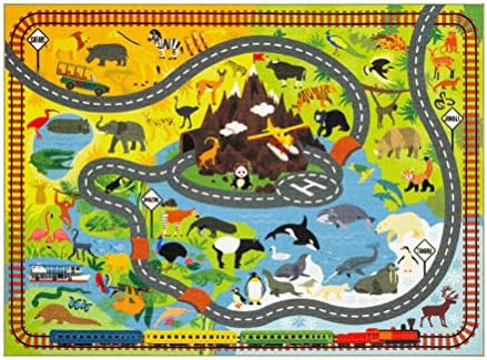 KC Cubs 3x5 Animal Safari Toy Car Road Rug – Educational Play Mat Carpet for Kids, Toddlers, Nursery, Classroom, Playroom, Baby Daycare, Boys & Girls - Image 4