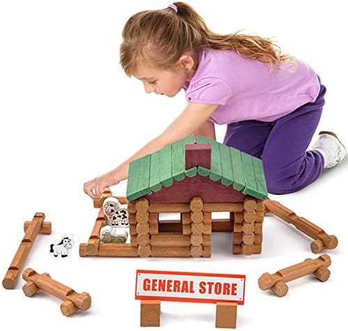 Wondertoys 170 Pieces Wood Logs Set Ages 3+, Classic Building Log Toys for Boy, Creative Construction Engineering Educational Gifts - Image 2