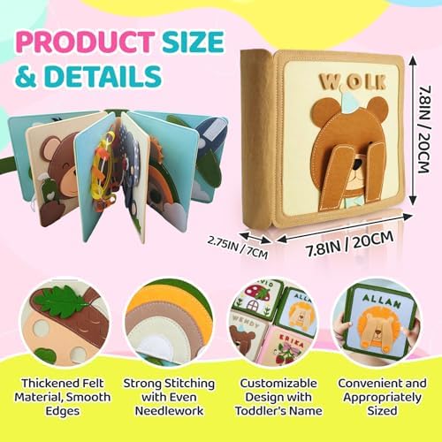 Personalized Montessori Felt Busy Book, Toddlers Quiet Book w/Name - Image 2