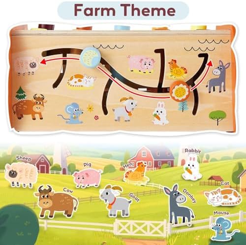 HYAKIDS Wooden Montessori Toys for 1+ Year Old, Hammering Pounding - Image 2