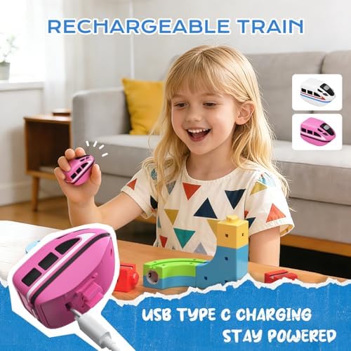 Electric Train Set,3D Infinity Flexible Tracks with Anti-Gravity 2 Cars for Kids Ages 3-8,DIY Race Track Block Building Toys,53pcs STEM Toy Train Birthday Gifts for Boys and Girls - Image 6