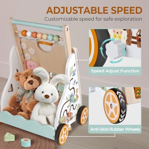 Wooden Baby Walker, Montessori Push Walker for Toddlers Learning Discovery - Image 5