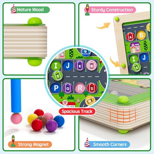Magnetic Maze 2 in 1 Double Side Color and Number Maze Alphabet Puzzle Board for 3-5 Boys and Girls Kids Montessori Educational Toys (Car, One Size) - Image 4