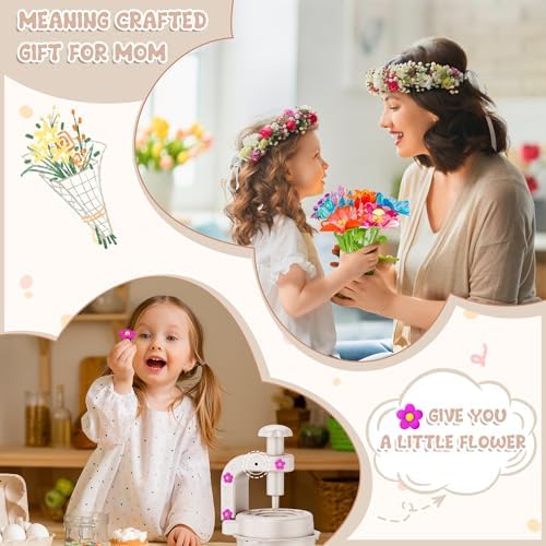 Fabric Flower Bouquets Toys,DIY Craft Kits for Kids,Arts and Crafts Toy for 3+ Year Old Girls,Flowers Market Toy,Build Your Flower Bouquet,Educational Preschool Learning Toys for Birthday,Christmas - Image 6