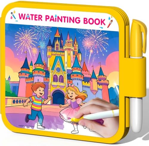 ZHOC Reusable Water Painting Books for Kids – Magic Water Reveal Coloring Books with Water Pens (Castle) No-Mess Coloring Book Fun Travel Activity for Ages 3 4 5 6 7 8 by ZHOC