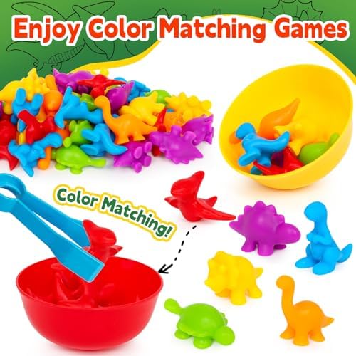 Dinosaur Toys,Color Sorting Toys for Kids,Montessori Education Learning Activities Sensory Training & Counting Games Christmas Stocking Stuffers Gifts for 3 Year Old Boys Girls - Image 3