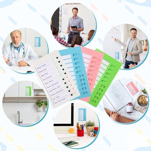 Aleric 4 Pieces Chores Chart for Kids Chore Chart, Sliding Routine Chart to Do List, My Chores RV Checklist Task Planning Board for Kids and Adults, ADHD Tools Routine Visual Schedule Reminder - Image 2