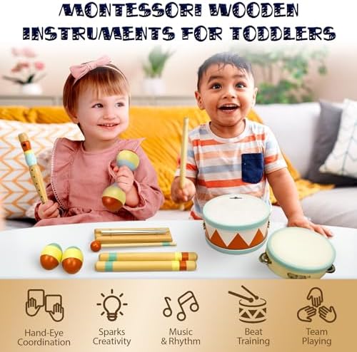 Toddler Musical Instruments Music Toys for Toddlers 1-3 with Wooden Drum - Image 6