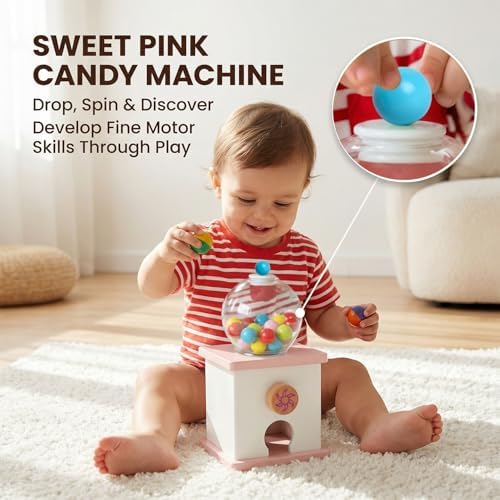 9.6" Wooden Gumball Machine For Kids Learning Color Sorting & Counting Toy - Image 2