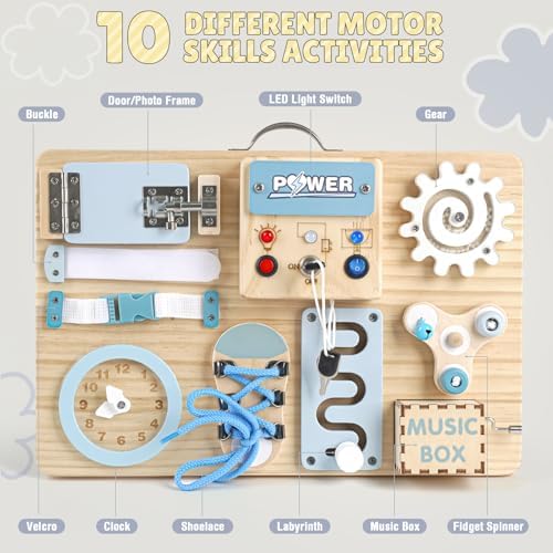 Joyreal Wooden Montessori Busy Board with Music Box for Toddlers - Image 2